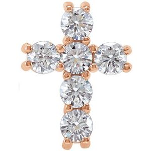 14K Rose 0.5ct Natural Diamond Cross Pendant