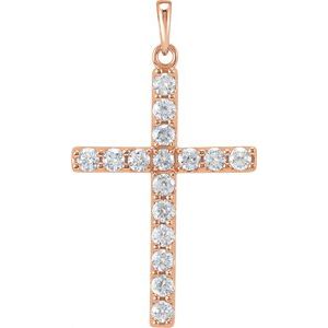 14K Rose 1/4 CTW Lab-Grown Diamond Cross Pendant