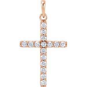 14K Rose 1/2 CTW Lab-Grown Diamond Cross Pendant