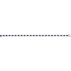 14K White Natural Blue Sapphire & 2.3 CTW Natural Diamond Line 18cm Bracelet