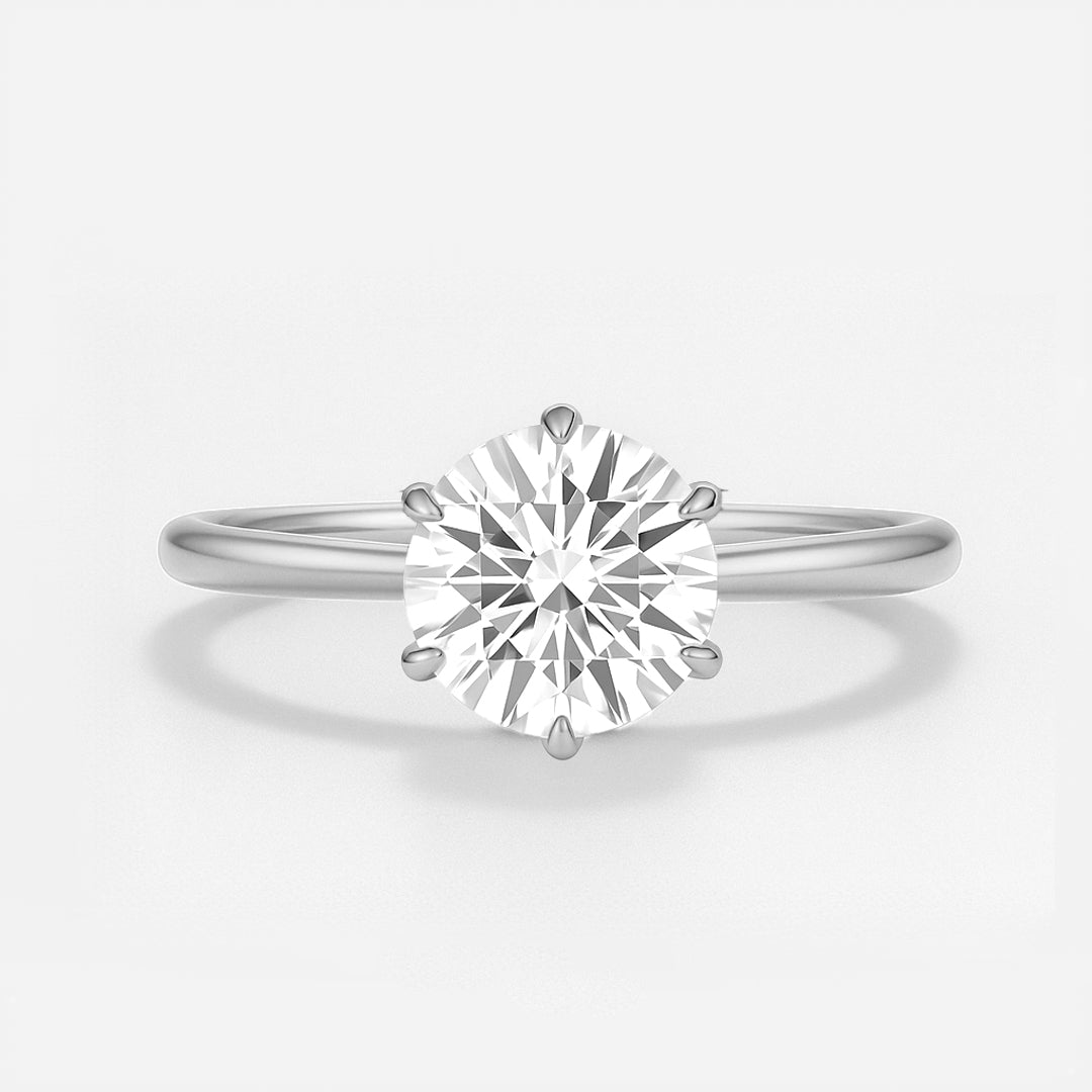 Round Lab Grown Diamond Engagement Ring With Pave Prongs - Ravenna