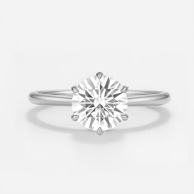 Round Lab Grown Diamond Engagement Ring With Pave Prongs - Ravenna