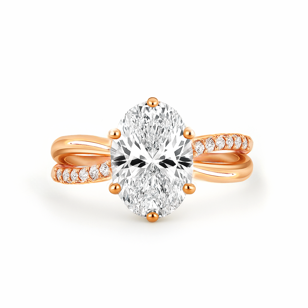 The Selena Ring - Twisted Pavé Band and Hidden Halo
