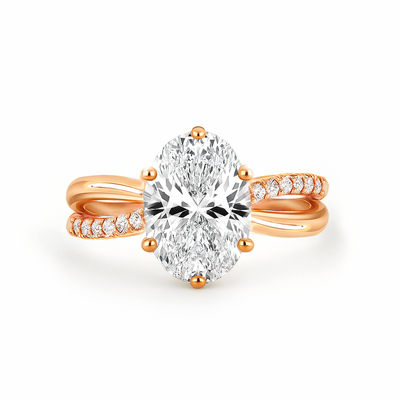 The Selena Ring - Twisted Pavé Band and Hidden Halo