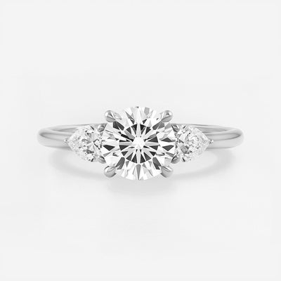 The Alexandra Ring - Lab Grown Diamond Trilogy With Pear Side Stones