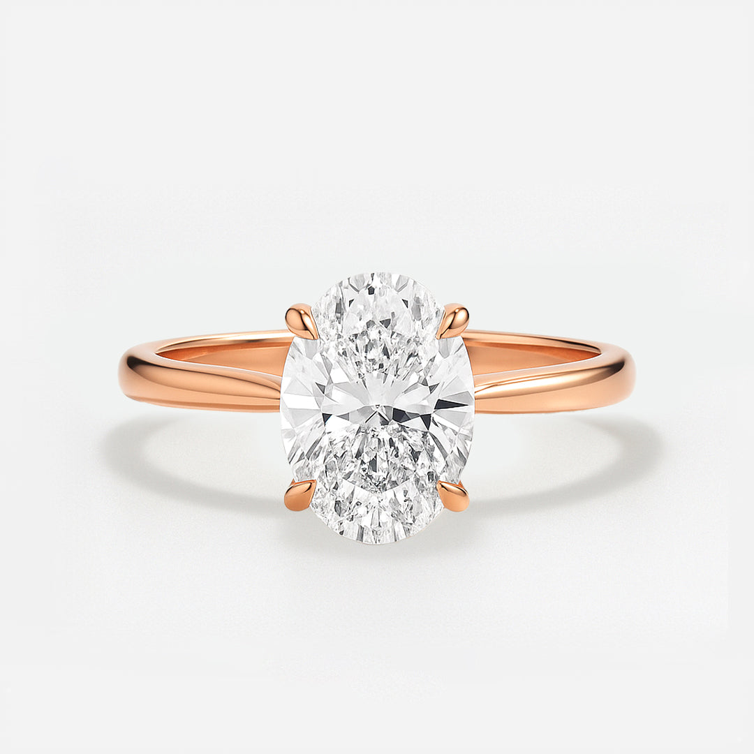 The Brescia Ring - Hidden Halo Cathedral Oval Solitaire