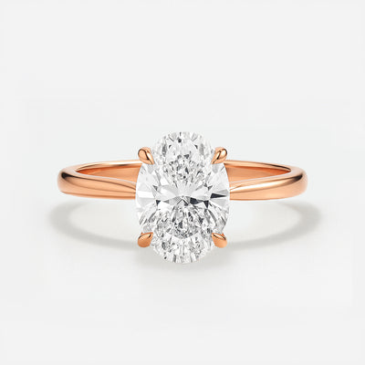 The Brescia Ring - Hidden Halo Cathedral Oval Solitaire