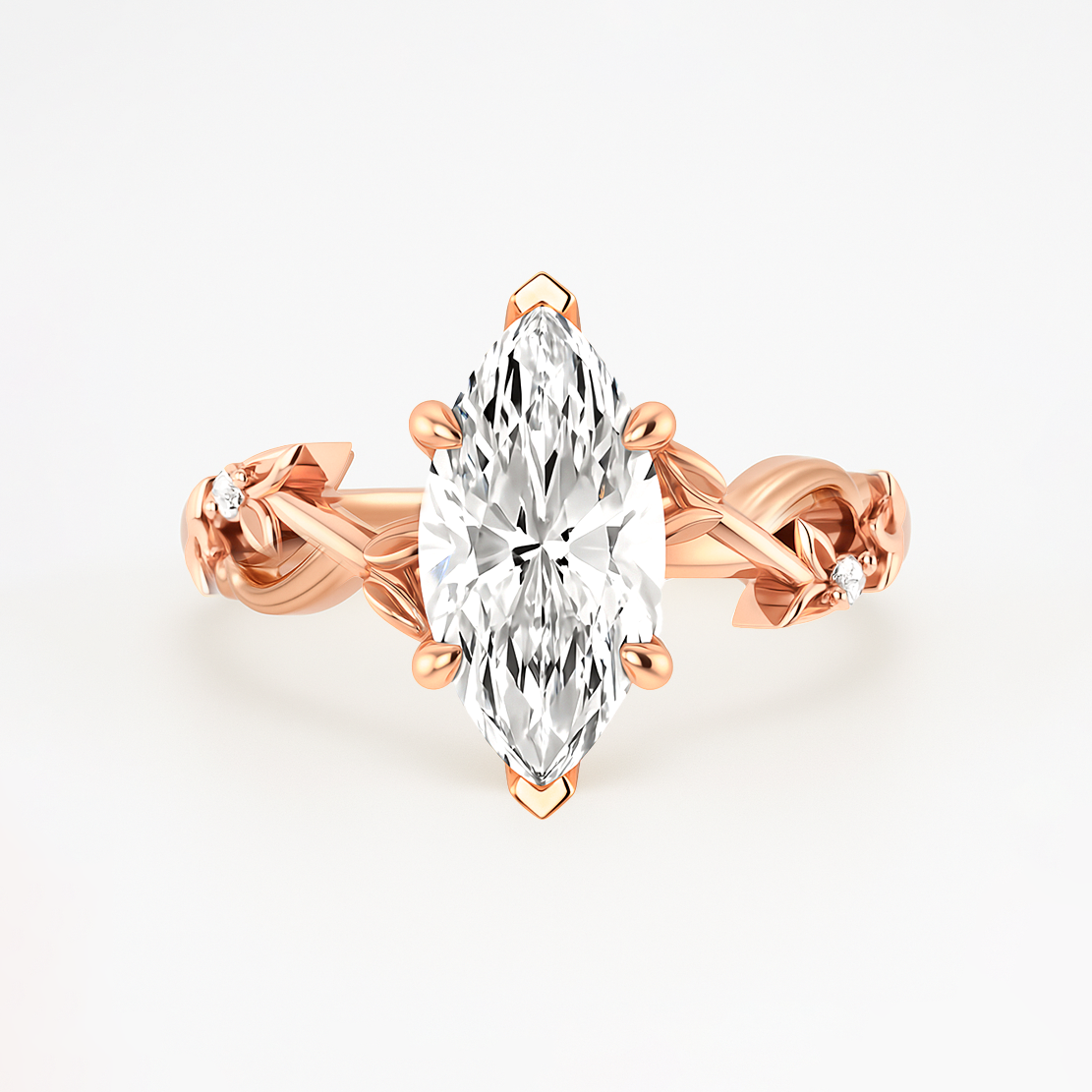The Liana Ring - Solitaire Leaf Design