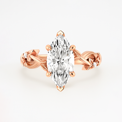 The Liana Ring - Solitaire Leaf Design