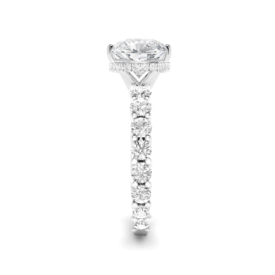 The Diana Ring - Lab Grown Diamond with Large Diamond Pave Band and Hidden Halo