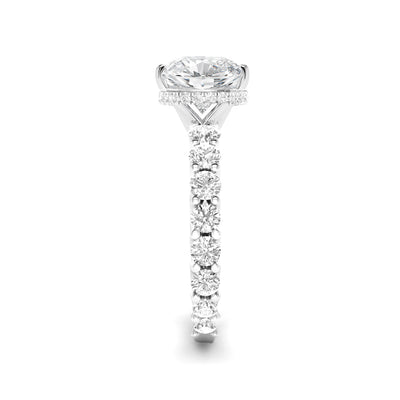 The Diana Ring - Lab Grown Diamond with Large Diamond Pave Band and Hidden Halo