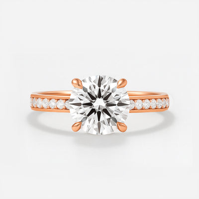 The Riviera Ring – Round Solitaire with Channel-Set Band and Vintage Detail