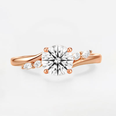 The Melanie Ring - Round Diamond with Marquise Accents