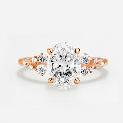 The Maria Ring -  Oval Lab Grown Diamond with Round Brilliant Accents