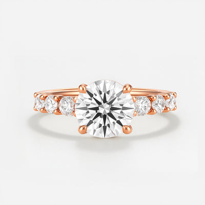 The Diana Ring - Lab Grown Diamond with Large Diamond Pave Band and Hidden Halo