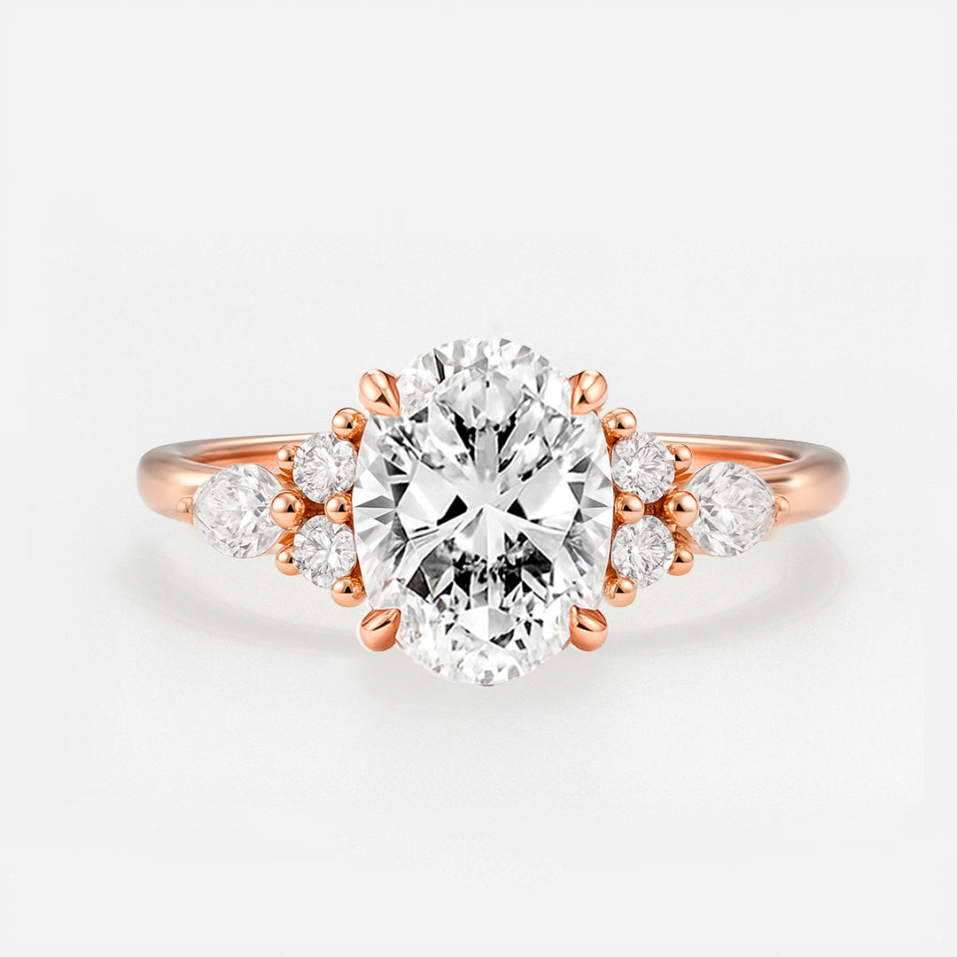 The Maya Ring - Lab Grown Diamond with Side Stones