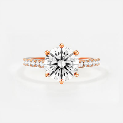 The Amelia Ring - Lab Grown Diamond with Pave Cathedral Setting