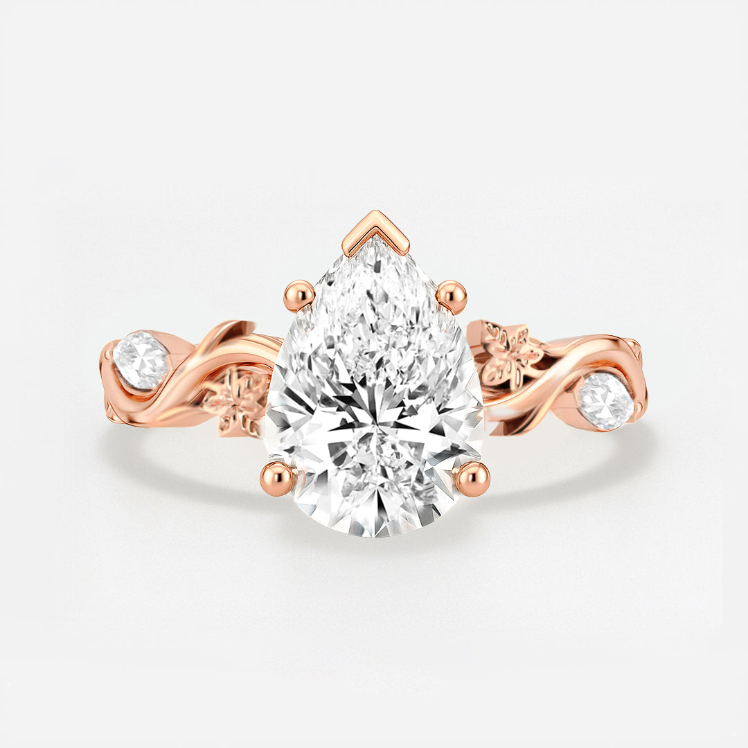 Marquise Accent Diamond Engagement Ring - Rory