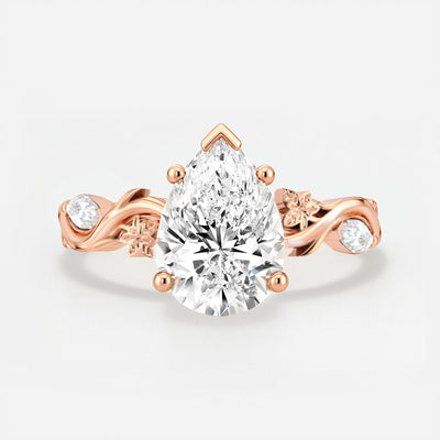 Marquise Accent Diamond Engagement Ring - Rory