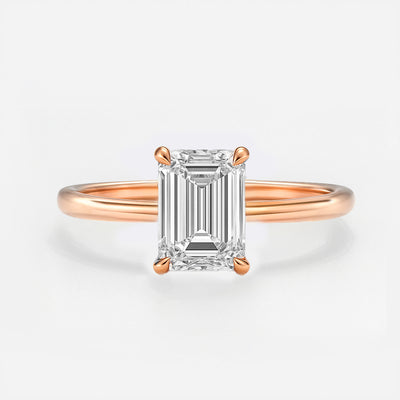The Venice Ring - Low Set Emerald Solitaire