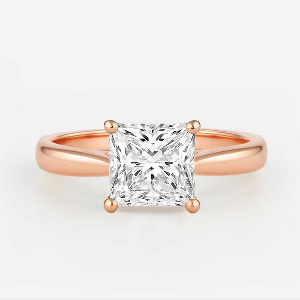 The Magnolia Ring – Princess Cut Solitaire with Tapered Band