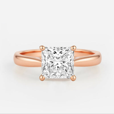 The Magnolia Ring – Princess Cut Solitaire with Tapered Band