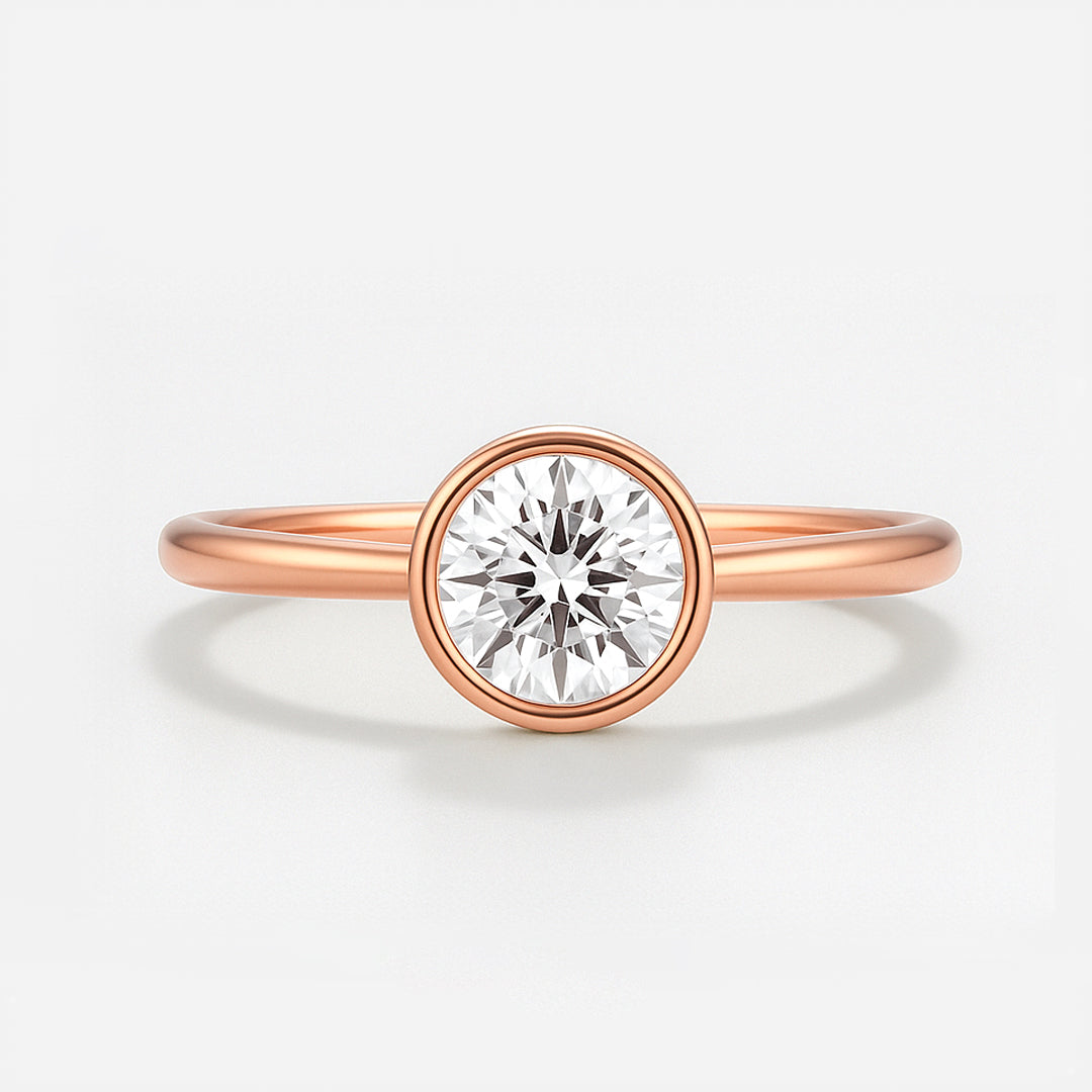 The Seville Ring - Bezel Set Cathedral Round Solitaire - Lab Grown Diamond