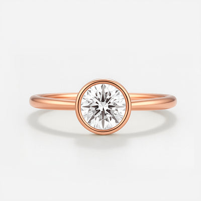 The Seville Ring - Bezel Set Cathedral Round Solitaire - Lab Grown Diamond