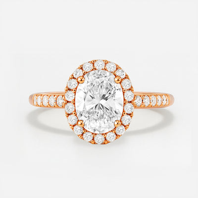 The Rosalie Ring – Oval Diamond Engagement Ring with Halo and Pave Band