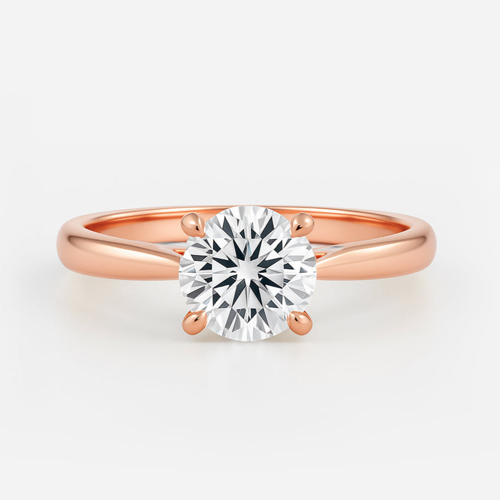 The Natalie Ring - Classic Solitaire with Cathedral Set 4-Claw Basket Set