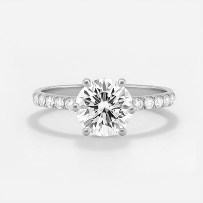 The Vera Ring - Lab Grown Diamond with 6-claws and Fine Pave Band