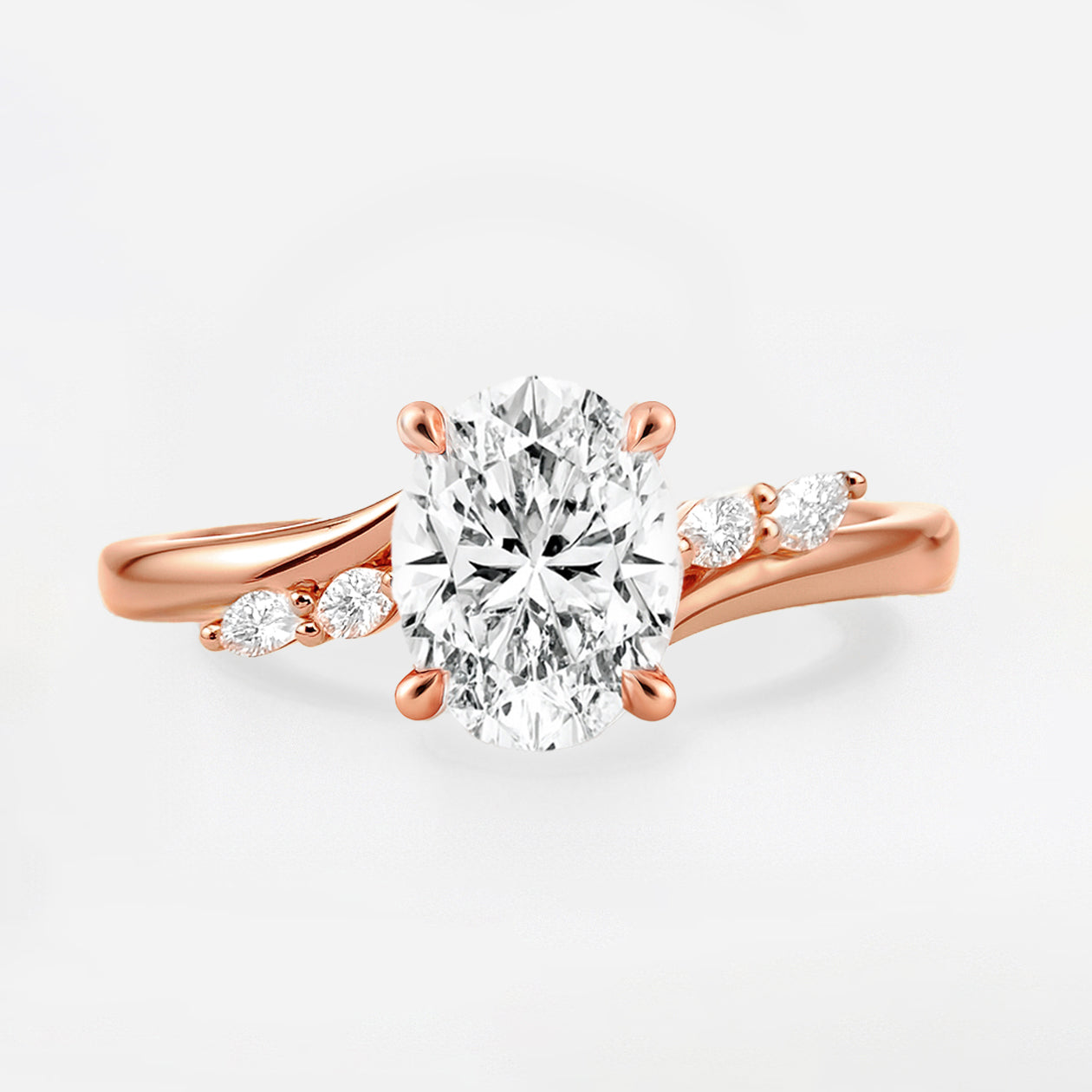The Melanie Ring - Oval Diamond with Marquise Accents
