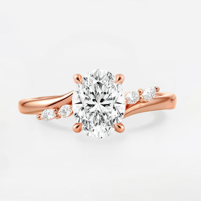 The Melanie Ring - Oval Diamond with Marquise Accents