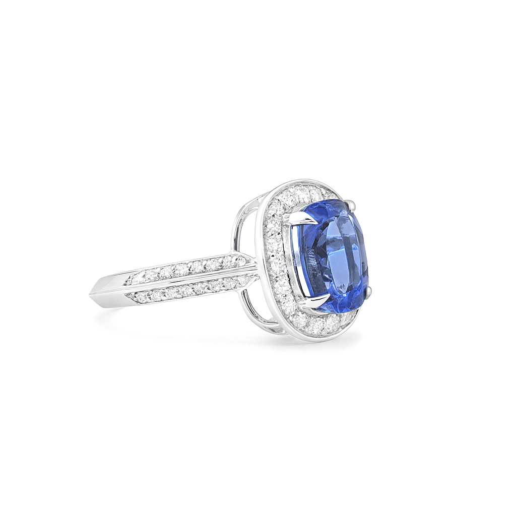 18K White Gold Tanzanite & Diamond Ring