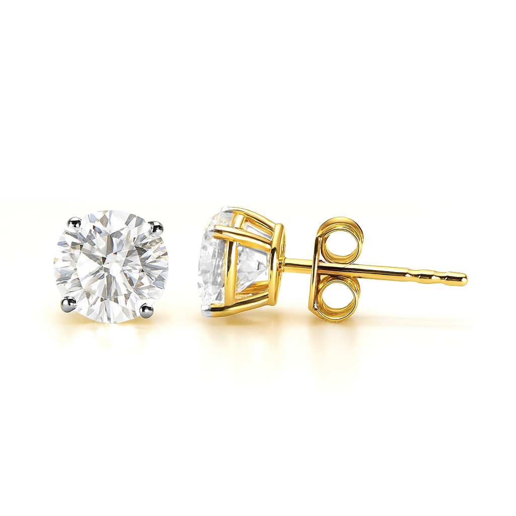 14K Yellow Gold Lab Grown Diamond Earrings, 2ct