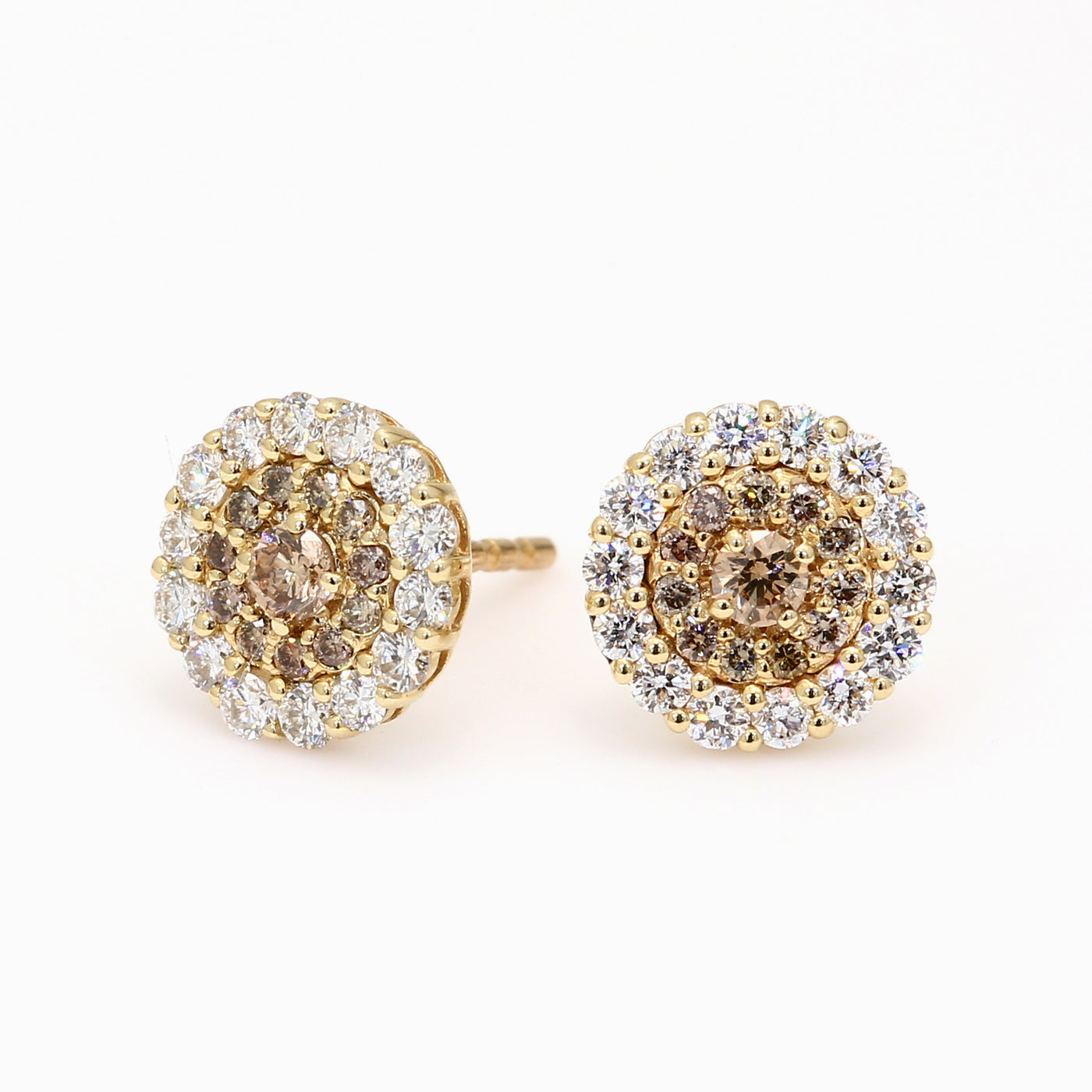 Cherish champagne diamond cluster stud earrings