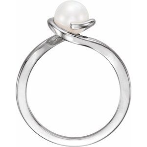 Sterling Silver Cultured White Freshwater Pearl Ring