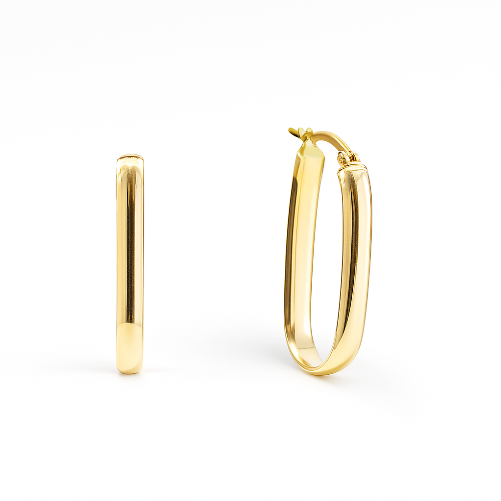 9K Yellow Gold Wide Hoop Earrings