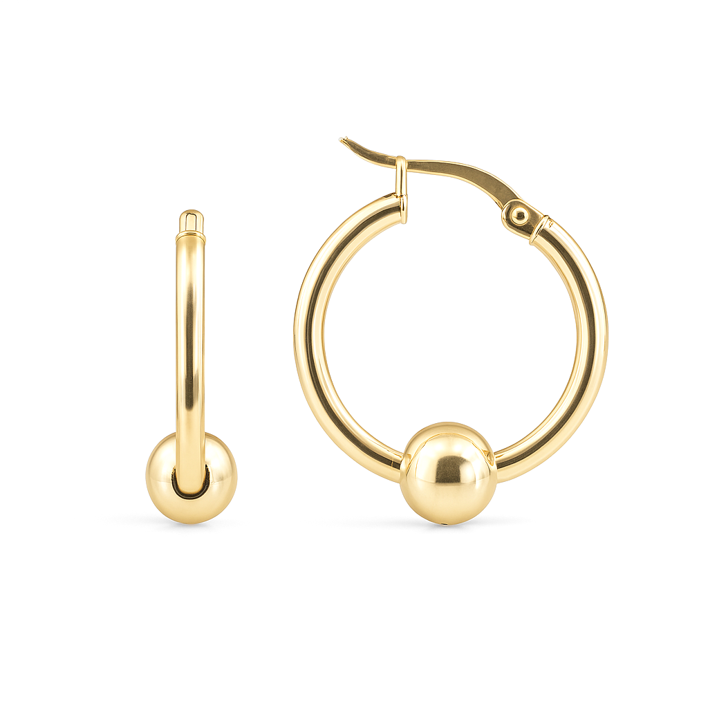 9K Gold Ball Hoop Earrings