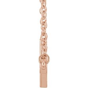 14K Rose 28x16.2 mm Sideways Cross 16-18" Necklace