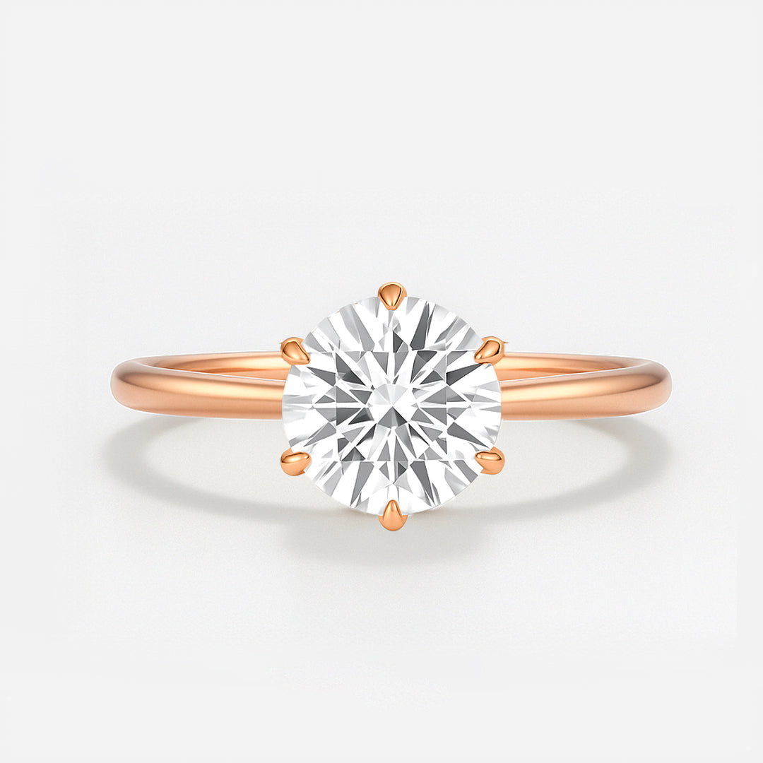Round Lab Grown Diamond Engagement Ring With Pave Prongs - Ravenna
