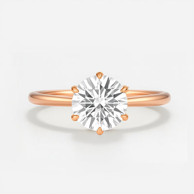 Round Lab Grown Diamond Engagement Ring With Pave Prongs - Ravenna