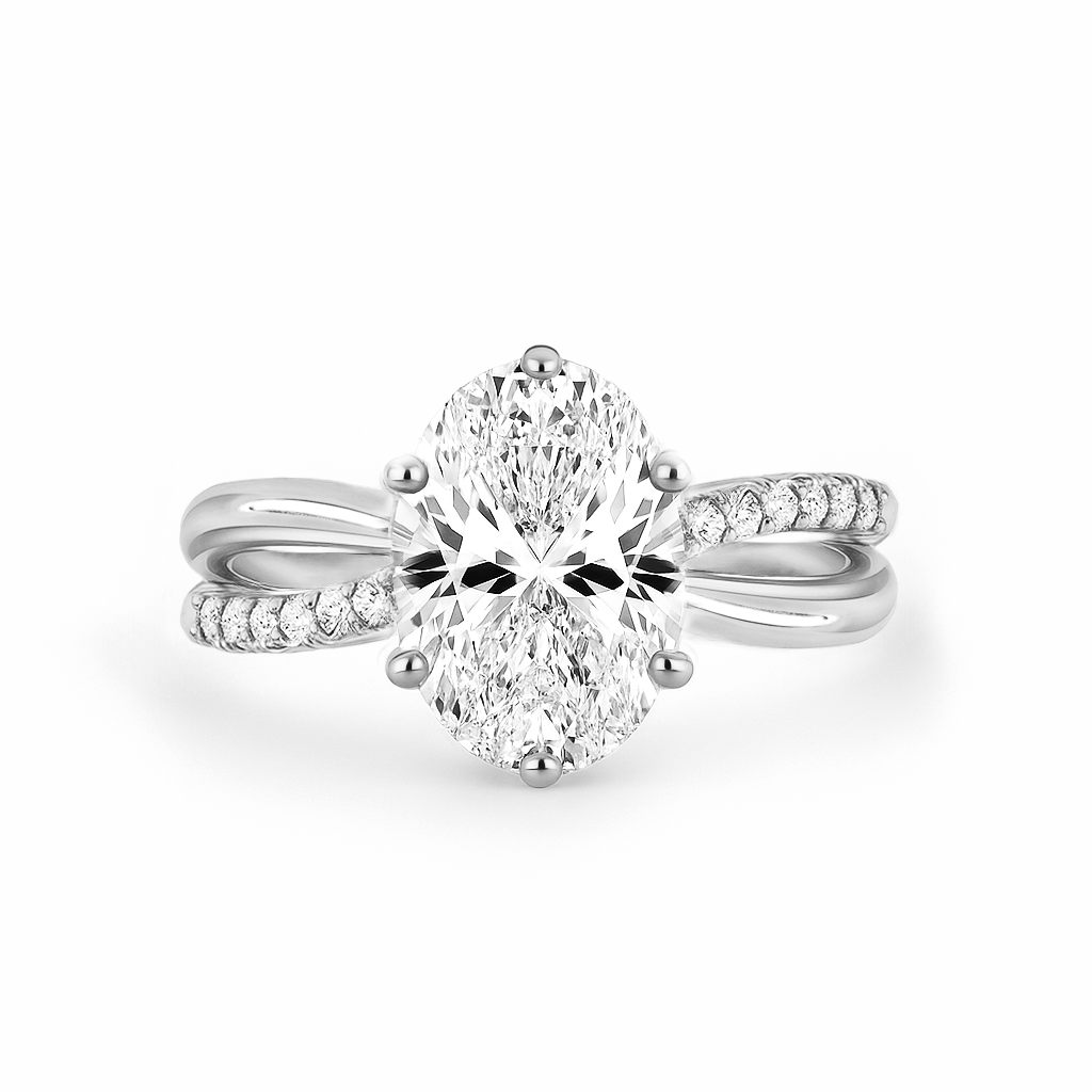 The Selena Ring - Twisted Pavé Band and Hidden Halo