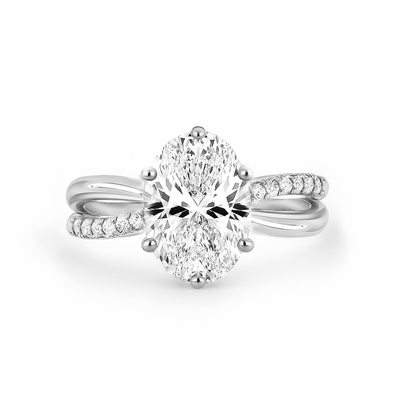 The Selena Ring - Twisted Pavé Band and Hidden Halo