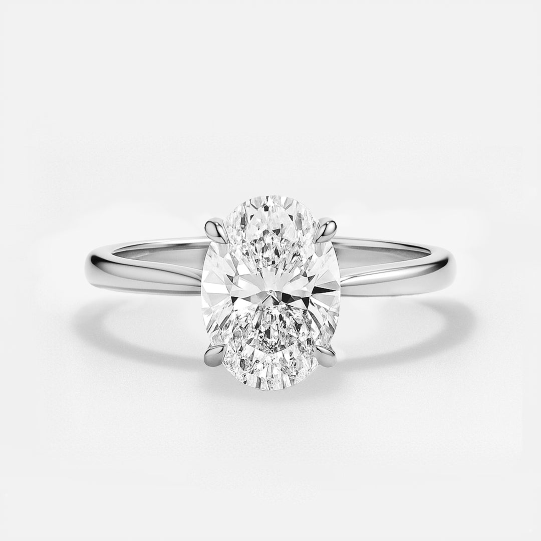 The Brescia Ring - Hidden Halo Cathedral Oval Solitaire