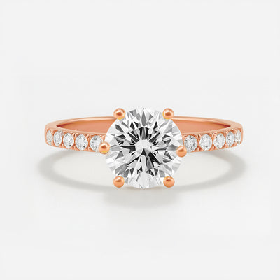 The Vera Ring - Lab Grown Diamond with 6-claws and Fine Pave Band