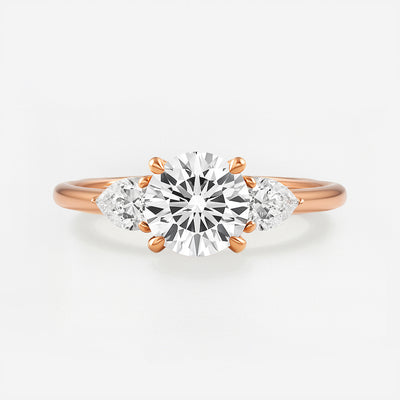 The Alexandra Ring - Lab Grown Diamond Trilogy With Pear Side Stones