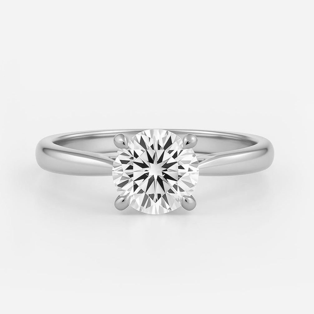 The Natalie Ring - Classic Solitaire with Cathedral Set 4-Claw Basket Set