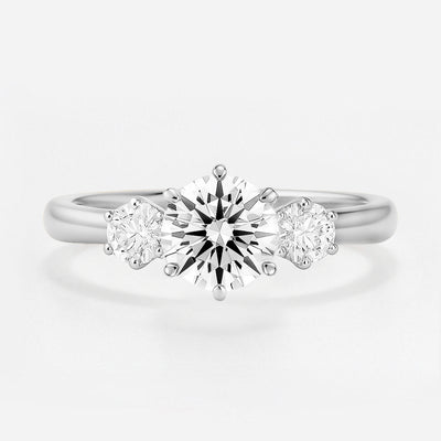 The Zoe Ring - Trilogy With Round Side Stones (6-claw)