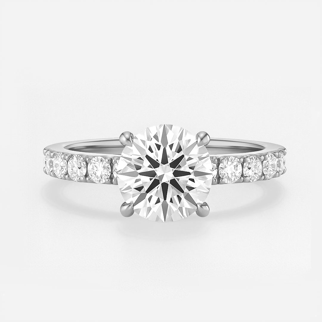 The Kimberley Ring - Lab Grown Diamond with Medium Pave Band